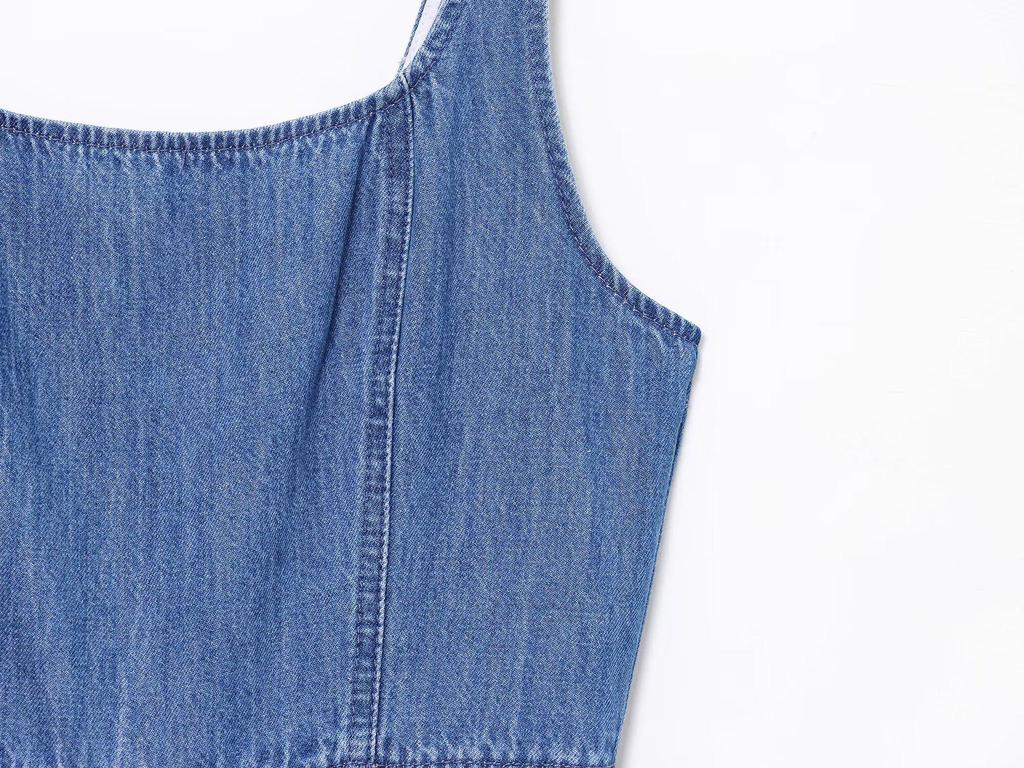 2025 Summer Women's Fashion Flared Hem Denim Dress - European & American Style