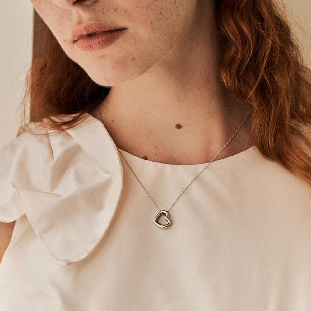 [Ost] Basic Heart Silver Necklace Otn222918Nww