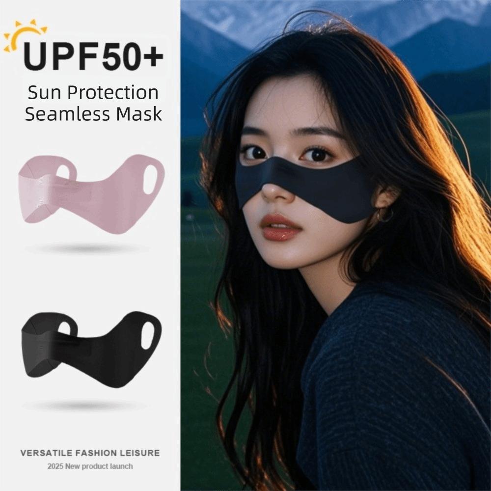 Elastic Golf Sunscreen Veil Solid Color Half Face Shield Cooling UV Protection Face Cover Cycling