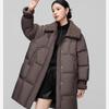 SNOWFLYING Women's Mid-Length Spliced Fleece Down Jacket