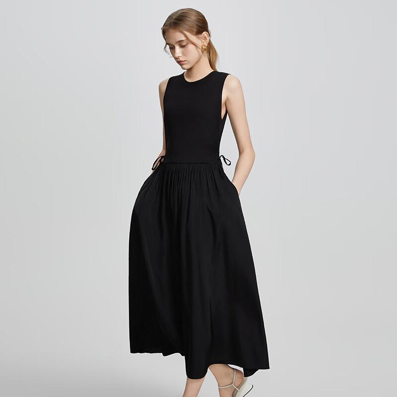 Women's Knitted Splicing Sleeveless Midi Dress