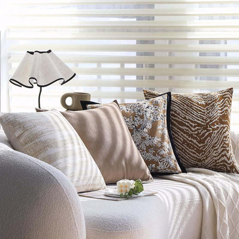 Brown Pillow Case, Light Luxury French Pillow, Living Room Sofa Bed Pillow, Bay Window Pillow, Waist Pillow