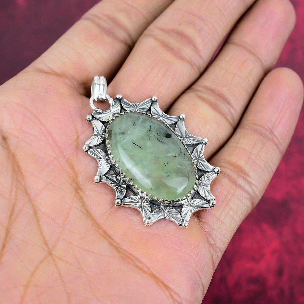 Stříbrné šperky Prehnite, 925 přívěsek z masivního sterlingového stříbra, ručně vyráběné šperky z drahých kamenů, dárky pro manželku, zbrusu nový přívěsek