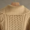 Cashmere Lapel Zipper Cardigan for Women - Autumn/Winter, Thick, Loose Fit, Slimming, Short, Gentle Style.