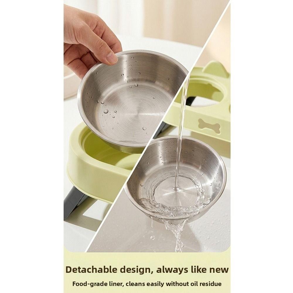 Cat Shaped Elevated Cat Bowl Stainless Steel Cat Feeding Dish Dog Food Container  For Cats
