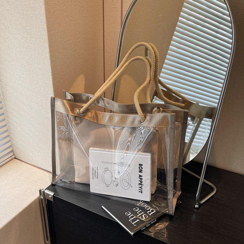 Women's bag summer new transparent large-capacity bag handbag jelly shoulder large bag mother and child bag