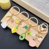 Korean Cartoon-Style Fruit Keychain Ornament: Peach, Avocado, Lemon Design
