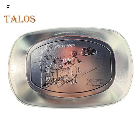 Retro Tinplate Dinner Plate Stainless Steel Serving Tray Round Seasoning Plates Platter Kitchen Gadget for Fruits Desserts Fried Chicken