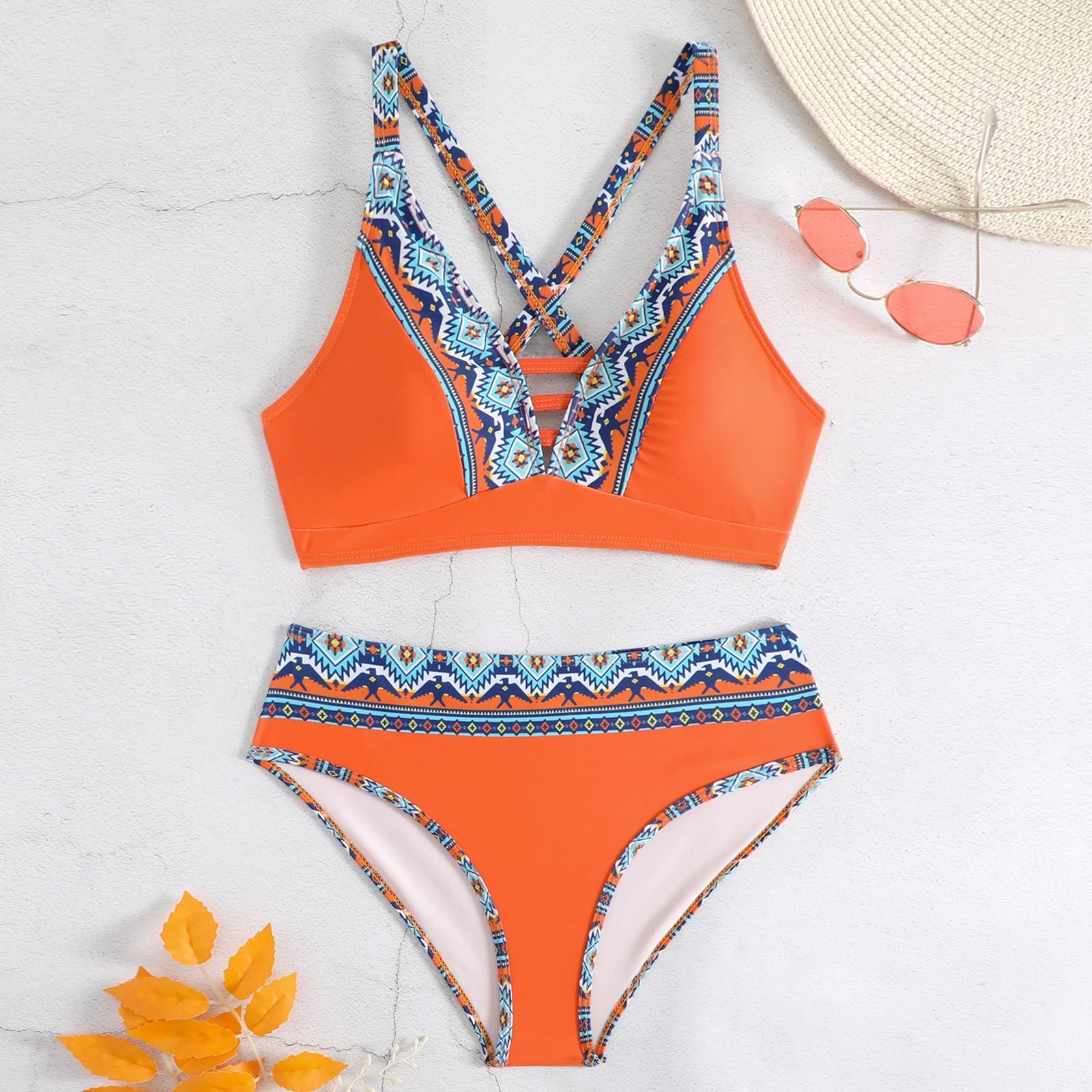 

Women s Two Piece Swimsuit Polka Dot Print Padded Bra Top with Adjustable Straps and High Waist Bottoms without Underwire for Beach Pool XXXXXL шафрановый