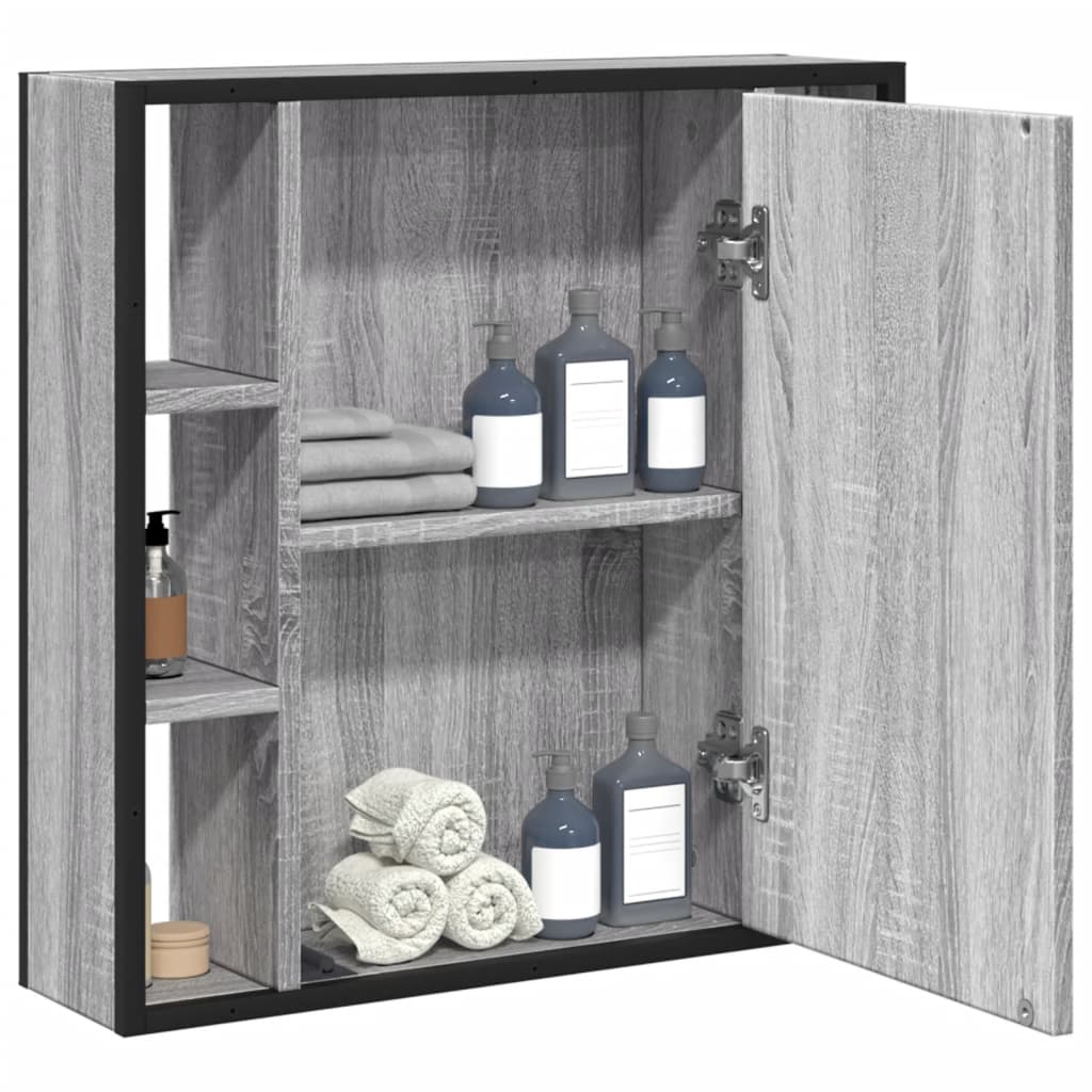 Badezimmer Wandspiegelschrank, Badezimmer Spiegel mit Stauraum hinter dem Spiegel, Badezimmer Wandspiegel, grau Sonoma 60x16x60 cm aus Holz