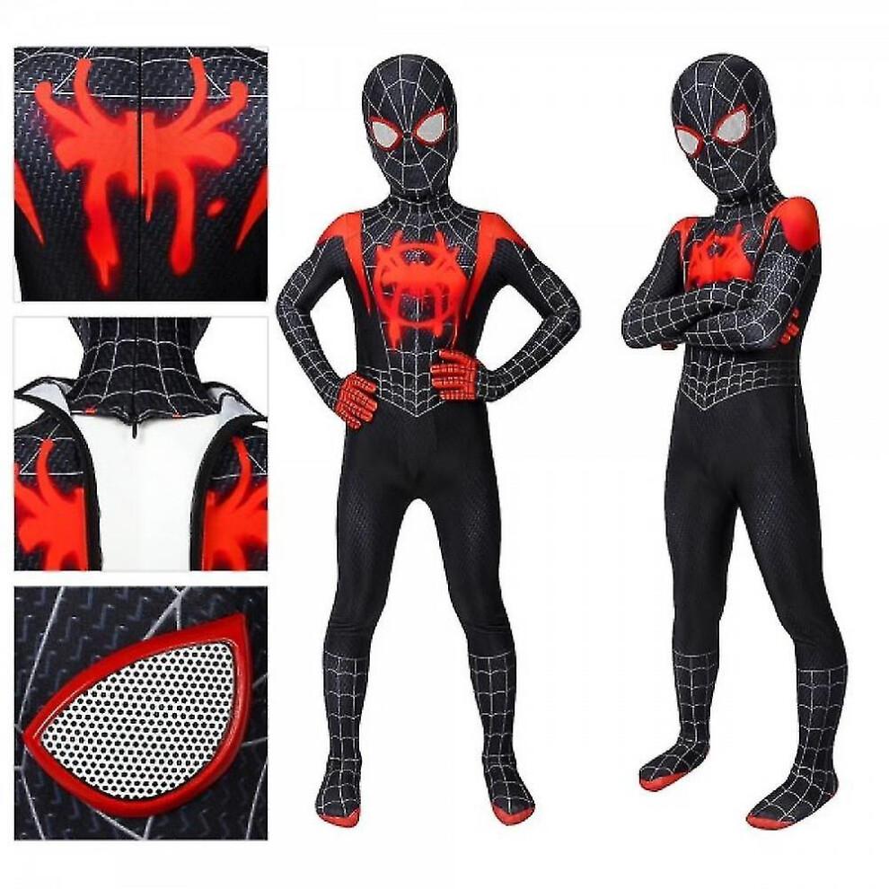 (130) Børnekostume Miles Morales Spiderman Cosplay Jumpsuit Halloween Cosplaydragt