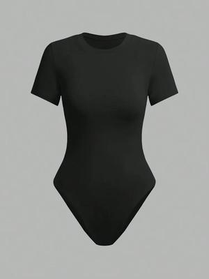 Short Sleeve Phumee Bodysuit  Round Neck Romper  A2407