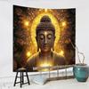 Arazzo Buddha Dorato da Appendere alla Parete, Decorazione Artistica Zen per Meditazione, Sfondo con Alone Spirituale per Soggiorno Camera da Letto