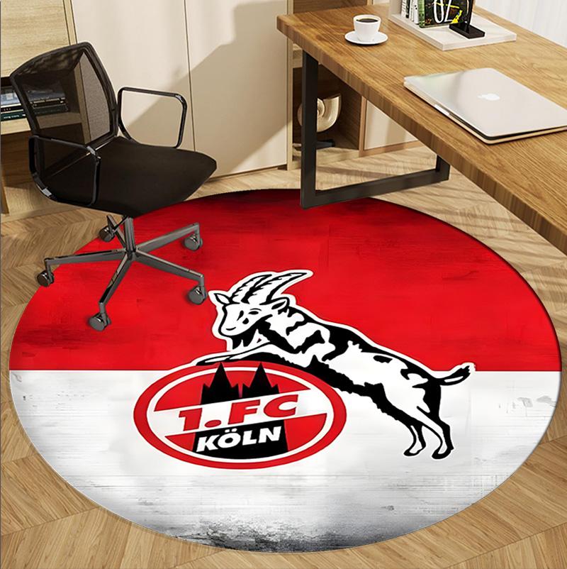 FC Köln Muster Runder Teppich, Innen-/Außenmatte, für Picknick, Spielzimmer, Schlafzimmer, Büro, Wohnzimmer, Heimdeko Teppich, Geburtstagsgeschenk
