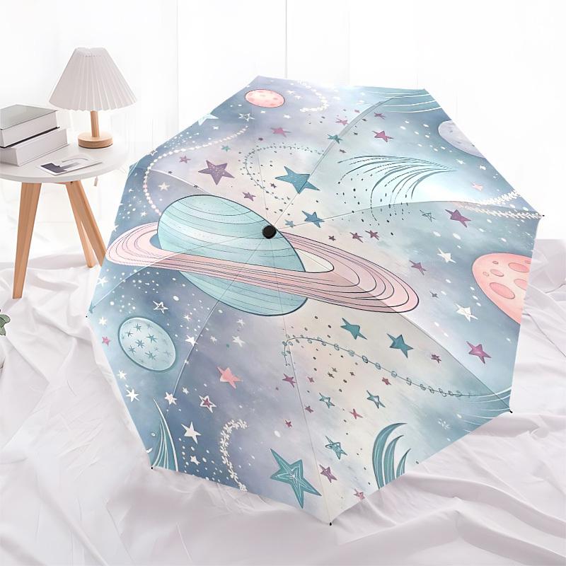 1PC Space planets Umbrella-8-Rib Reinforced Portable Folding Travel Suitable for All Seasons Outdoor Daily -Z0485
