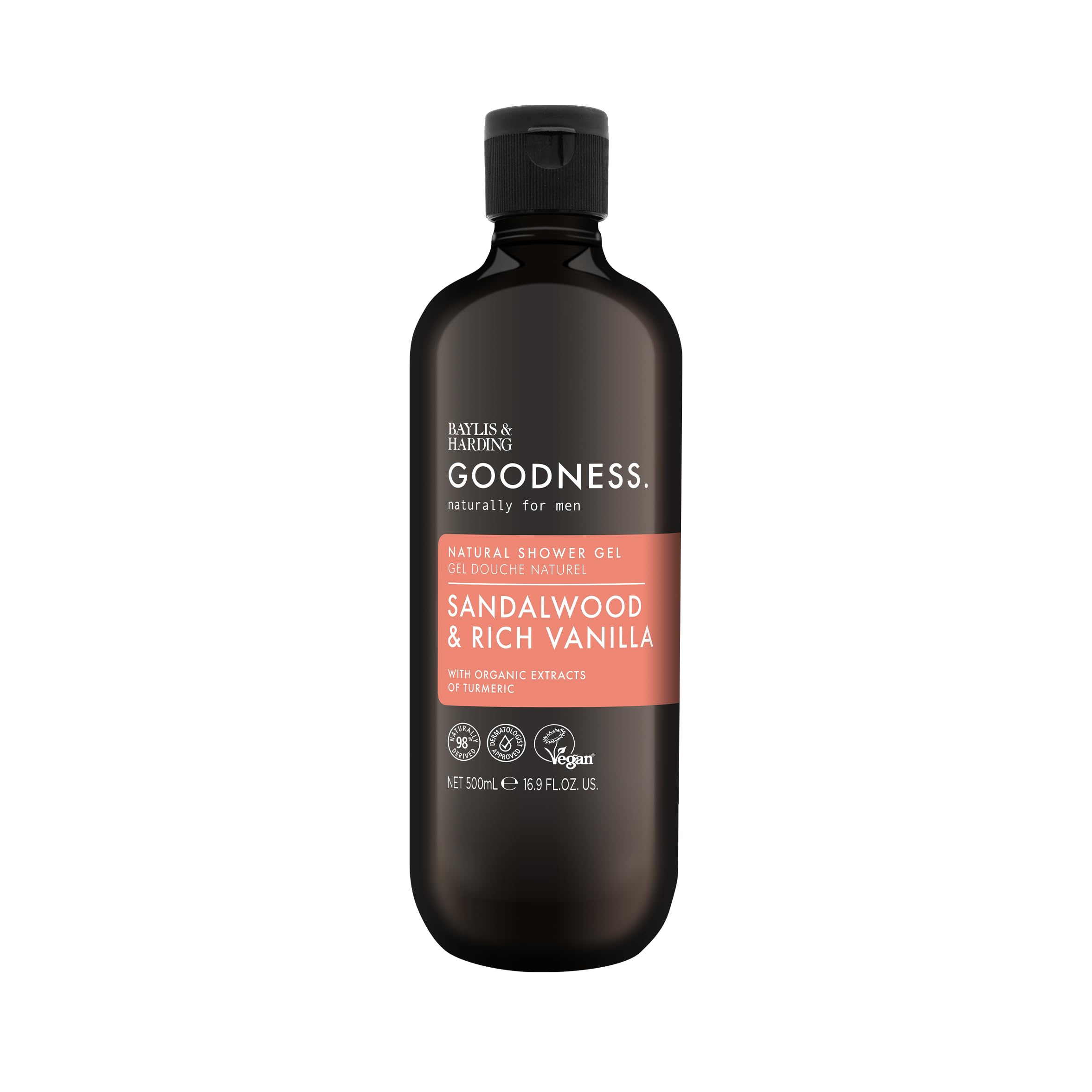 

Baylis & Harding Goodness Мужской натуральный гель для душа Сандал и Ваниль, 500 мл - Подходит для веганов (Пакет из 1)