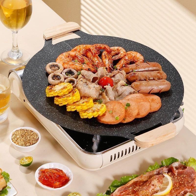 Korean BBQ Non-Stick Stone Grill Plate for Outdoor & Indoor Cooking