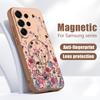 Retro Hot Pink Flower Pattern Case For Samsung Galaxy S26 Ultra S25 Edge S24 Plus S23 FE S22 A54 A55 A56 5G Magnetic For Magsafe Matte Cover
