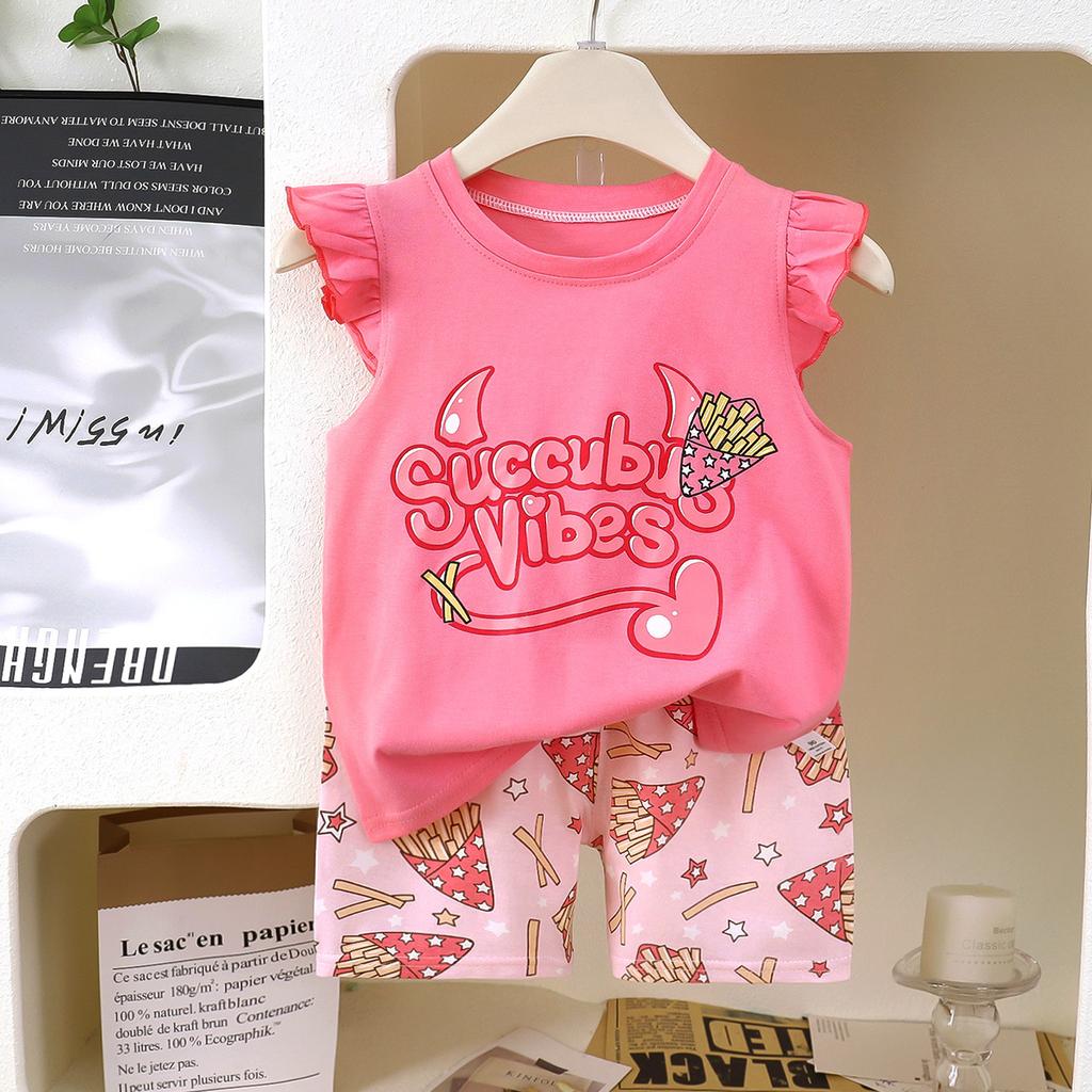 Summer 100% Cotton Children Vest Set Soft Breathable Kids Sleeveless Outfit for Boys Casual Daily Wear Two Piece Clothing Set