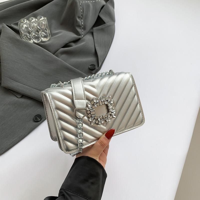 Elegant Pu Leather 2024 Spring Summer Lady's Small Handbag With Chic Quilted Texture