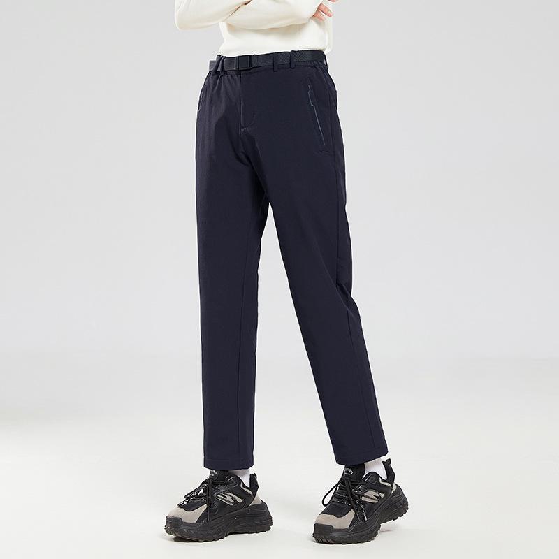 Outdoor Waterproof Elastic Straight-Leg Trousers - Trendy Zip-Up, Ideal for Spring/Autumn Mountaineering and Casual Wear.