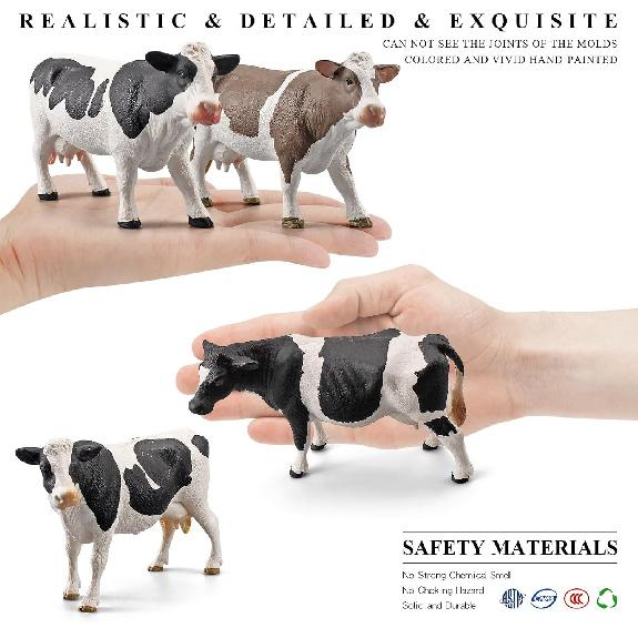 LC JoyCre Cow Figure Toys 4PCS Realistic Big Cows Figurines Toys for Toddlers Simmental Cows Holstein Cow Figures for Kids Birthday 3 4 5 6 Year Old