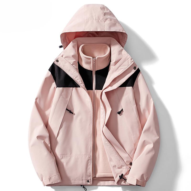 

Autumn and Winter Three-in-one Windbreaker Jacket for Men and Women The Same Style Thickened Two-piece Set of Removable Mountaineering Suits 3XL