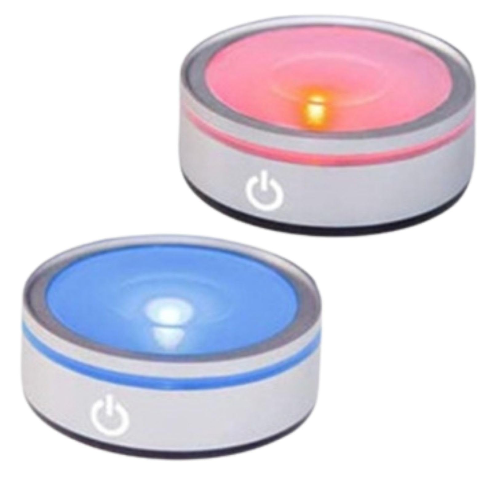 

geneX Illuminated Rainbow Coasters, Round, LED Base, Lighting, Display Ornament, Crystal, Set of 2, Object, Figure, Crystal Ball Ornament