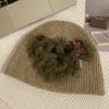 Trendy Dog Knitted Plush Winter Hat For Women Soft And Warm Accessory Fashionable