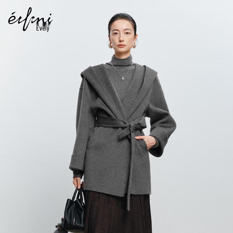 

eifini Women s Elegant Lapel Mid-length Wool Blend Coat M