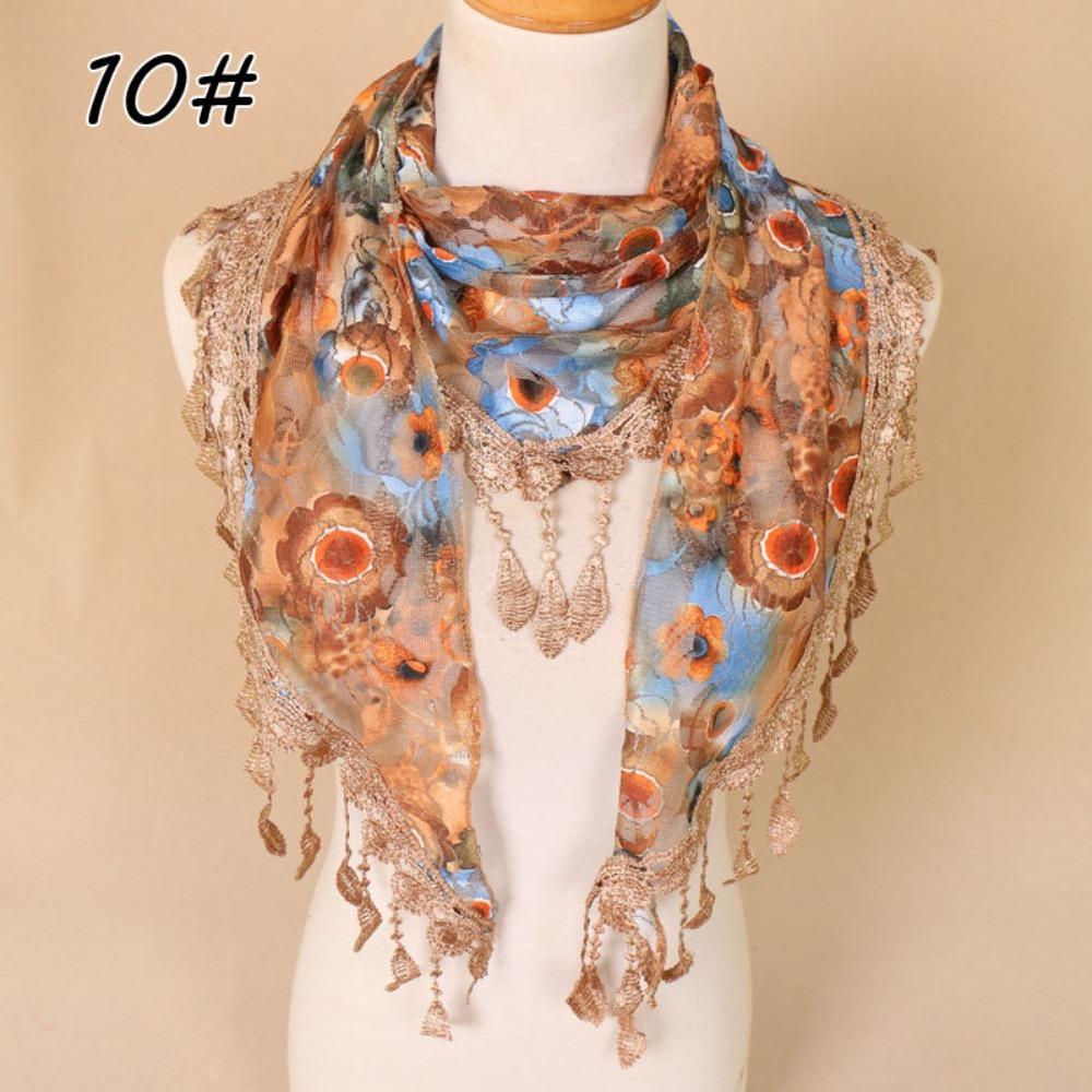 

Solid Hollow Shawl Polyester Church Prayer Headband Fashion Triangle Veil Scarf 10