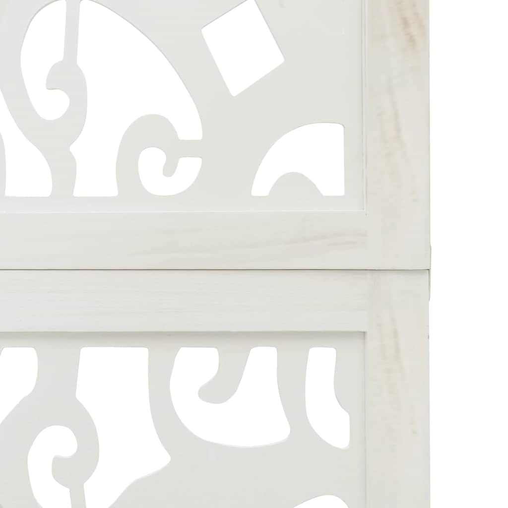 5 Panel Room Divider White Solid Wood Paulownia