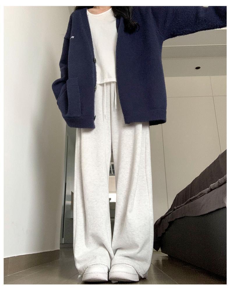 Women's 2024 Winter Fleece-Lined American Style Sweatpants - Slimming Loose Fit, Straight & Wide Leg Joggers