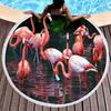 Tropical Flamingo Print Round Beach Towel, Hawaiian Beach Blanket Sand Free Quick Dry Hippie Boho Circle Bath Towel Yoga Mat