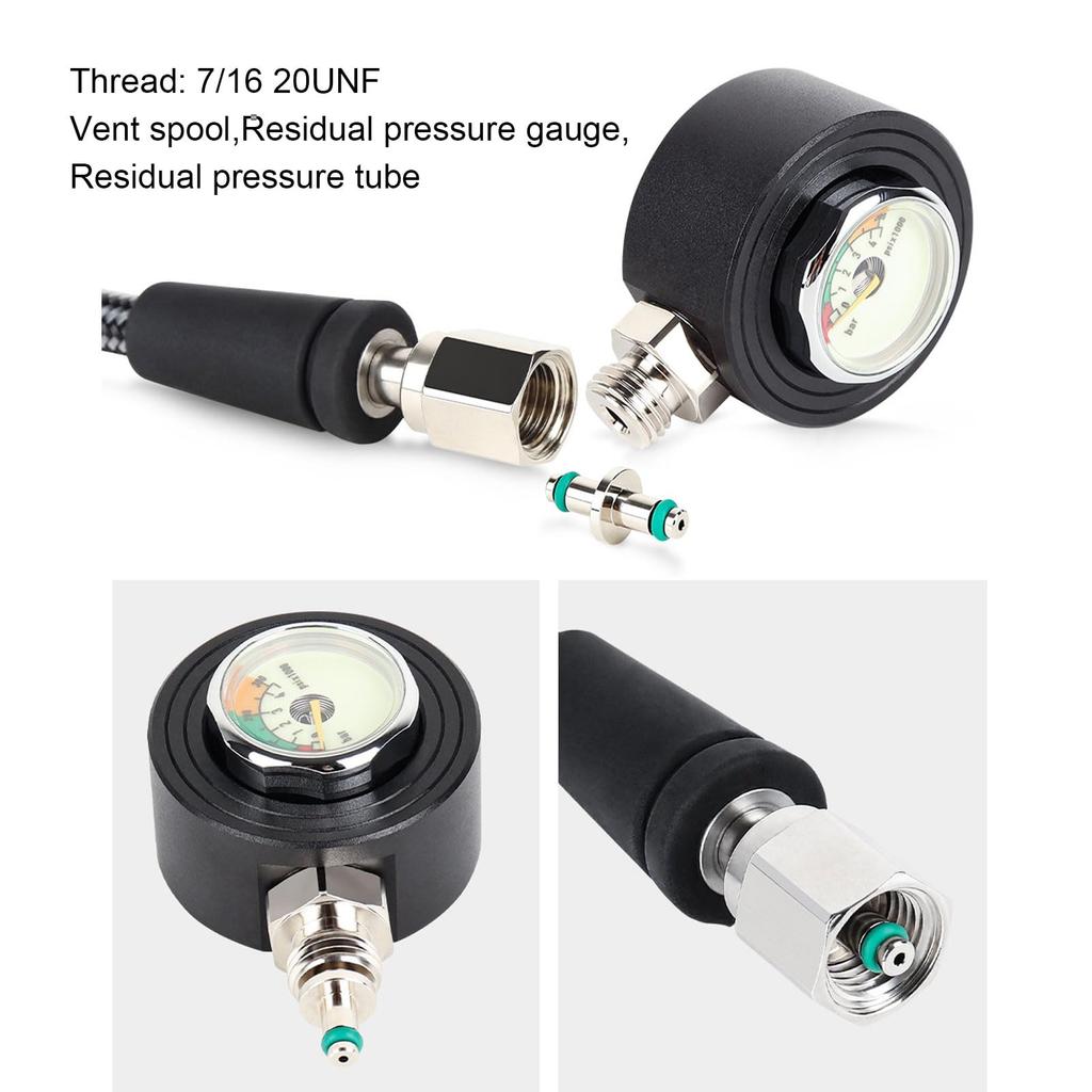 VGEBY Diving Pressure Gauge, Easy-to-Read, 360-Degree Rotating, for BCD Regulators and High-Pressure Hose, 8mm Diameter (65cm)