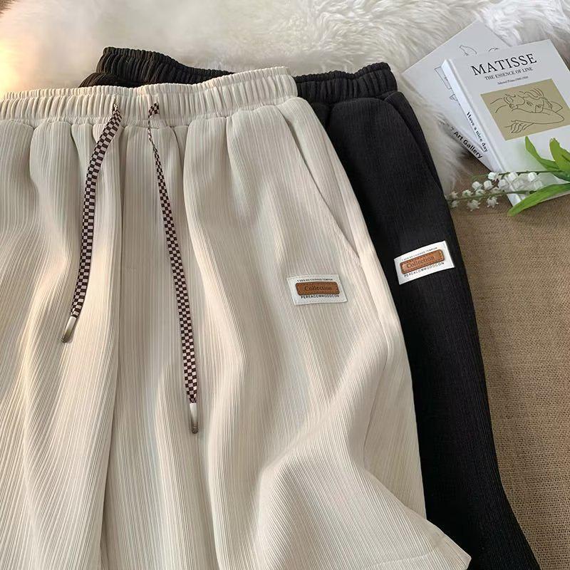 Trendy Solid Color Harajuku Loose Fit Sports Pants for Spring/Autumn