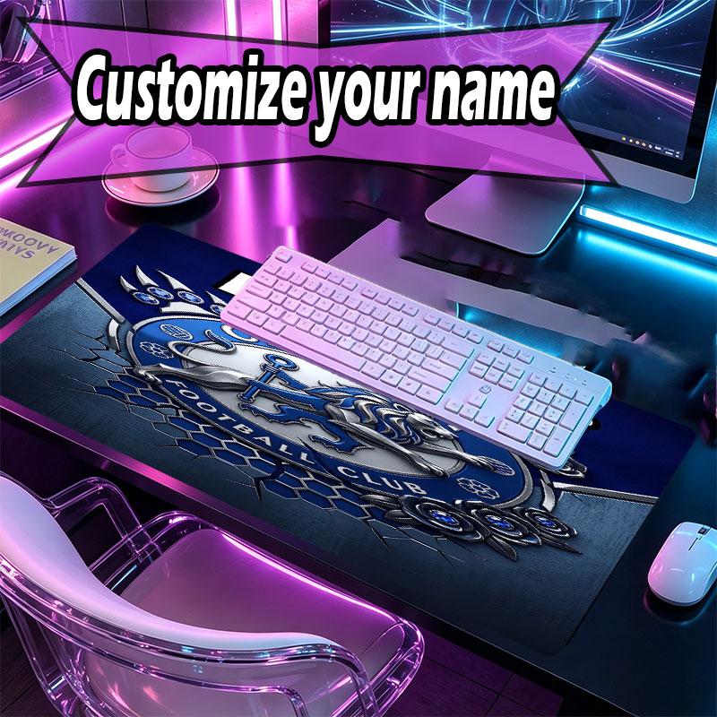 Custom Name Personalized Chelsea Football Club Pattern Mousepad, Laptop PC Desk Mat, Decorative Desk Mat for Home Keyboard Pad Gift