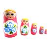 5Pcs Novelty Cartoon Girl Russian Wooden Nesting Dolls Hand Painted Matryoshka