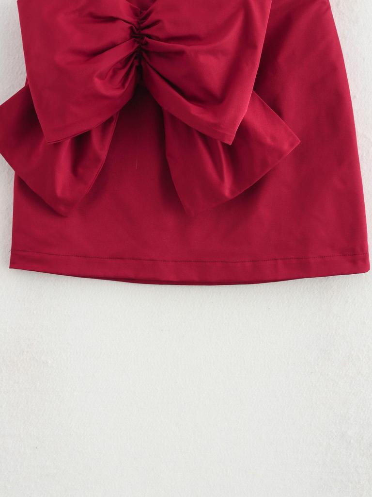 2024 Winter High-Waisted A-Line Skirt with Bow Decoration - European & American Fashion, Age-Reducing Style