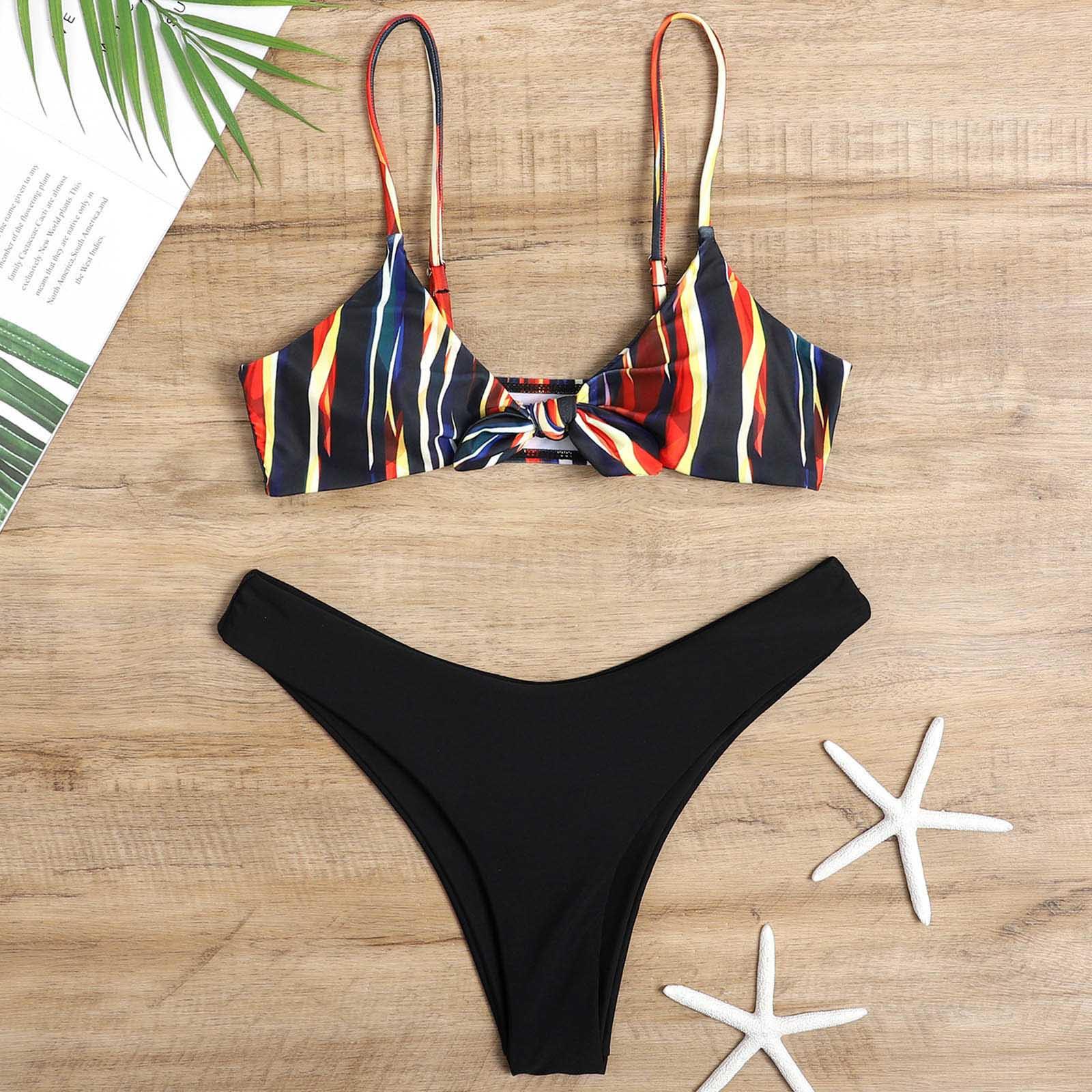 

(SU)Womens Fashion New Sexy Bikini Stripe Condole Belt Two Type Swimsuits
