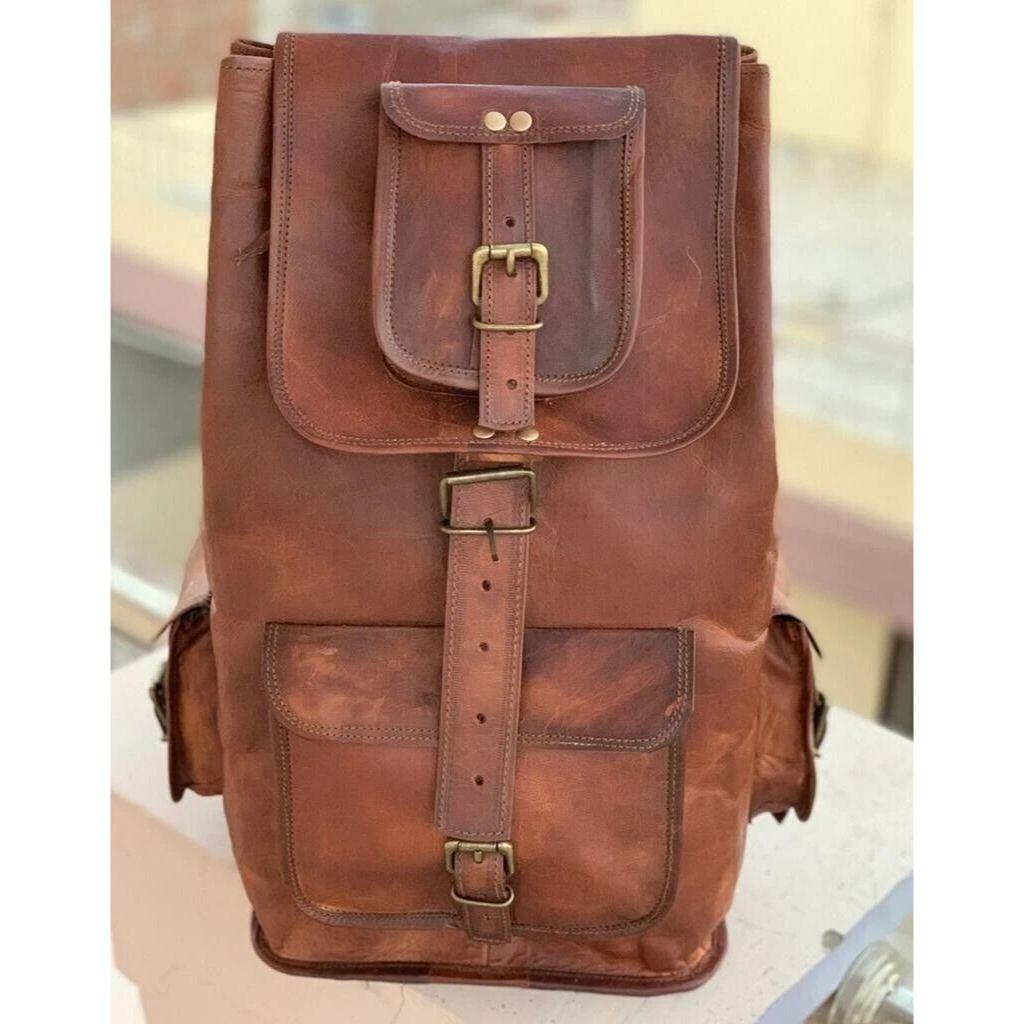 

Женский рюкзак из натуральной винтажной кожи, коричневый, дорожный, для ноутбука, новый 24 x 12 x 8 in