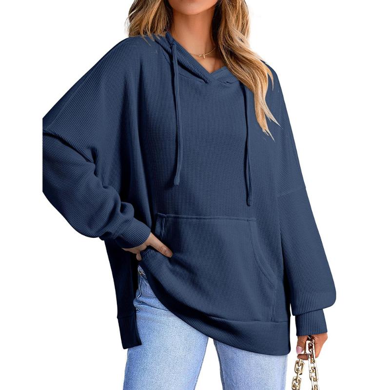 2025 Herbst Winter Neu Damen Waffelstrick Pullover Langarm Sweatshirt Hoodie