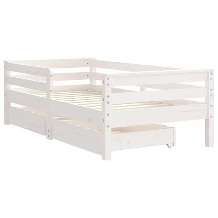 VidaXL Cadre de Lit pour Enfants avec Tiroirs, Lit Simple avec Tête de Lit et Pied de Lit, Meuble de Chambre, Scandinave, 834442