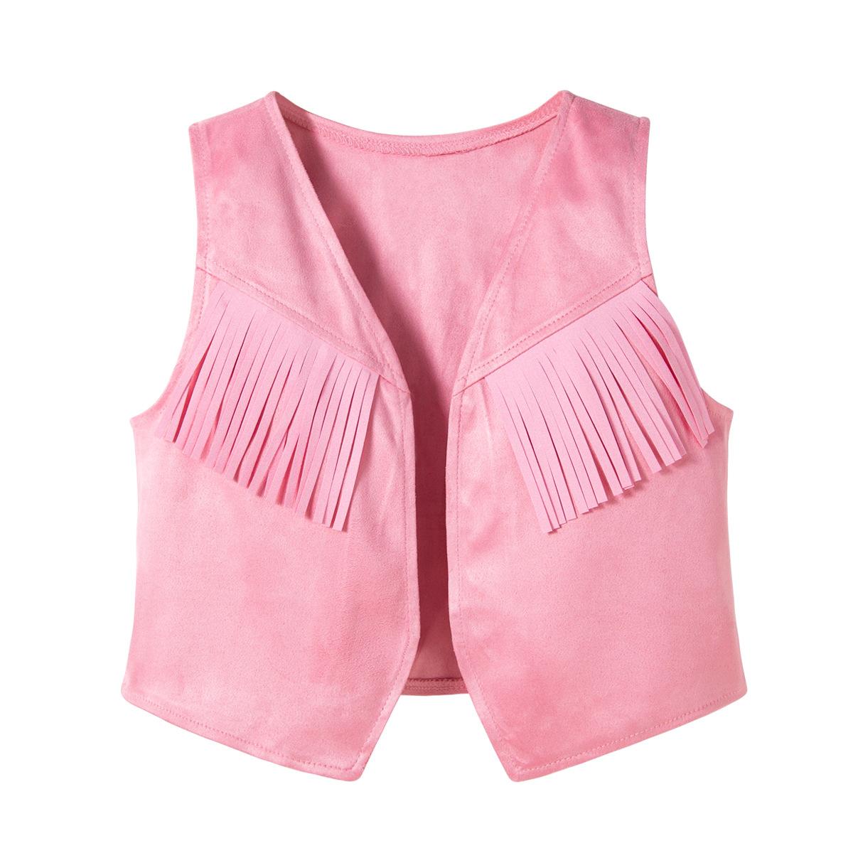 Pink Fringe Western Vest for Children Festival Cosplay Stage Outfit 80 розовый
