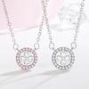 Ladies Fashion Jewelry High Quality White Pink Crystal Zircon Flower Leaf Pendant Four-leaf Clover Necklace Jewelry