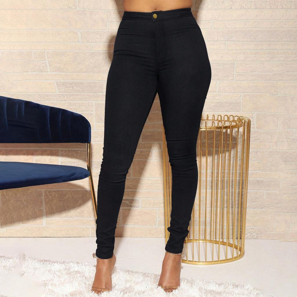 Women's Trousers Large Size Stretch Jeans Loose Semi-Elastic Pants