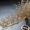 Korean Women's Sweet and Fresh Pastoral Style Fully Hand Wound Crystal Beads Long Crown Bridal Tiara Accessories