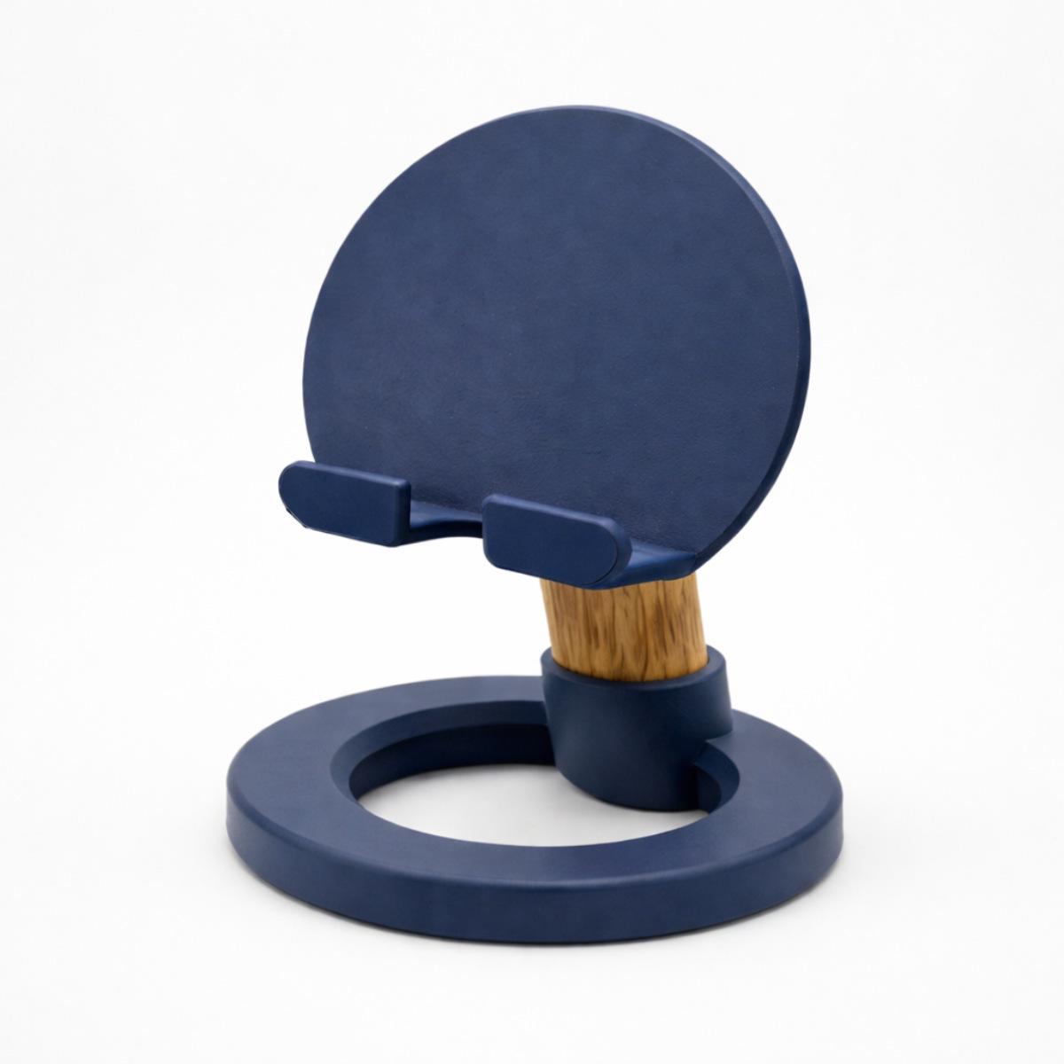 

Round Wood Grain Phone & Tablet Holder Desk Stand темно-синього кольору