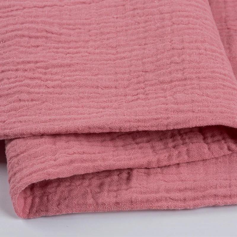 100x135cm Podwójna Warstwa Czysta Bawełna Gaza Cała Bawełna Krepa Tkanina Jednolity Kolor Odzież Domowa Sukienka Szalik Tkanina na Odzież Dziecięcą