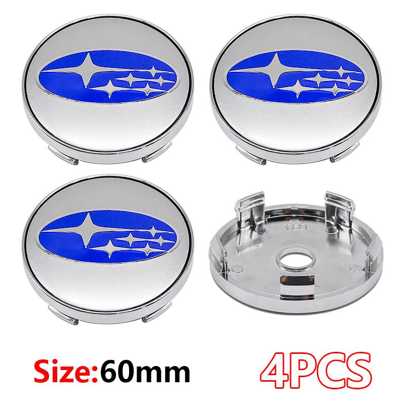 4 Stück 56MM Auto Radnabenabdeckung Aufkleber 60mm Nabenkappe Emblem für Subaru Outback Legacy Forester Impreza Tribeca WRX DRL XV STI